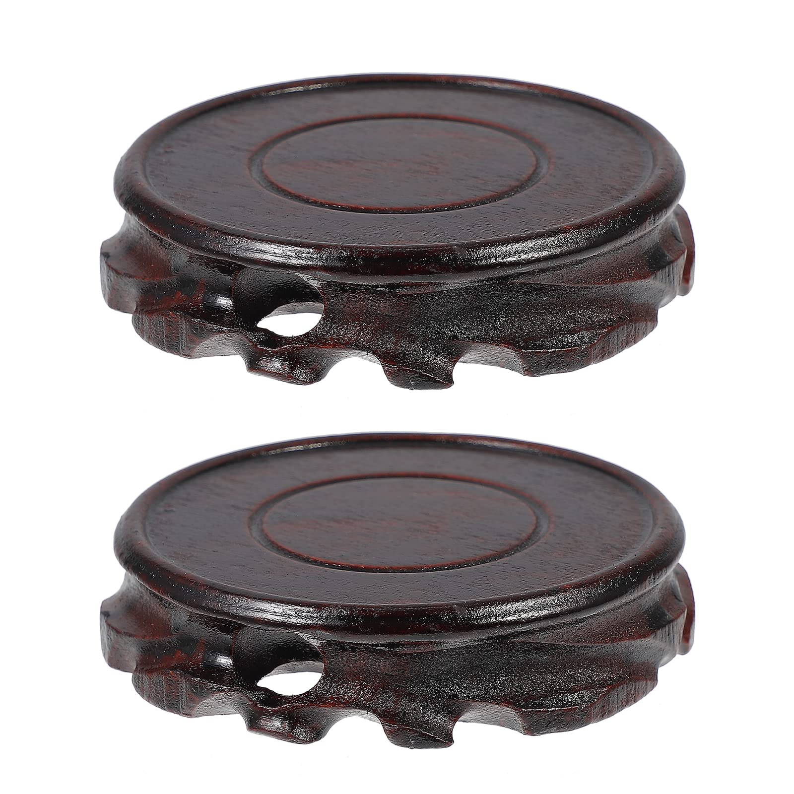 ULTECHNOVORound Wood Display Base- Oriental Furniture Wooden Display Stands Teapot Vase Base Non- Rotatable Stable Vase Display Stand 2pcs