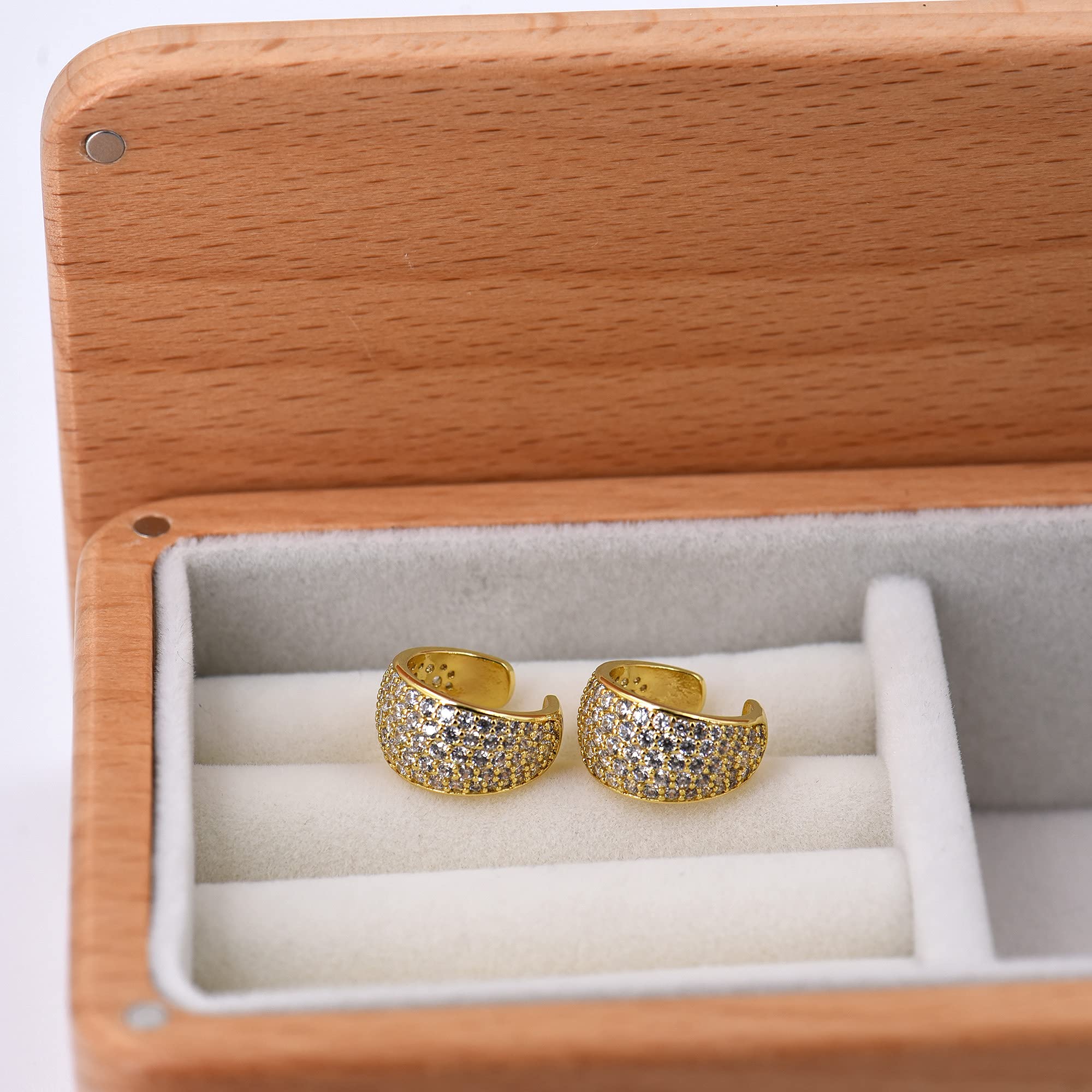 Dicke Diamant-Ohrmanschette | breite goldene Manschette ohne Piercing | klobige Knorpelmanschette Ohrwickel | dicke CZ-Gold-Ohrmanschette Gold Creolen