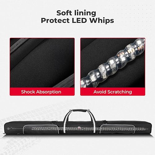 Miniatura 4 de KEMIMOTO Bolsa de luces de látigo LED de 4 pies, bolsa de almacenamiento, luces de látigo UTV para SXS ATV barco Offroad lado a lado compatible con