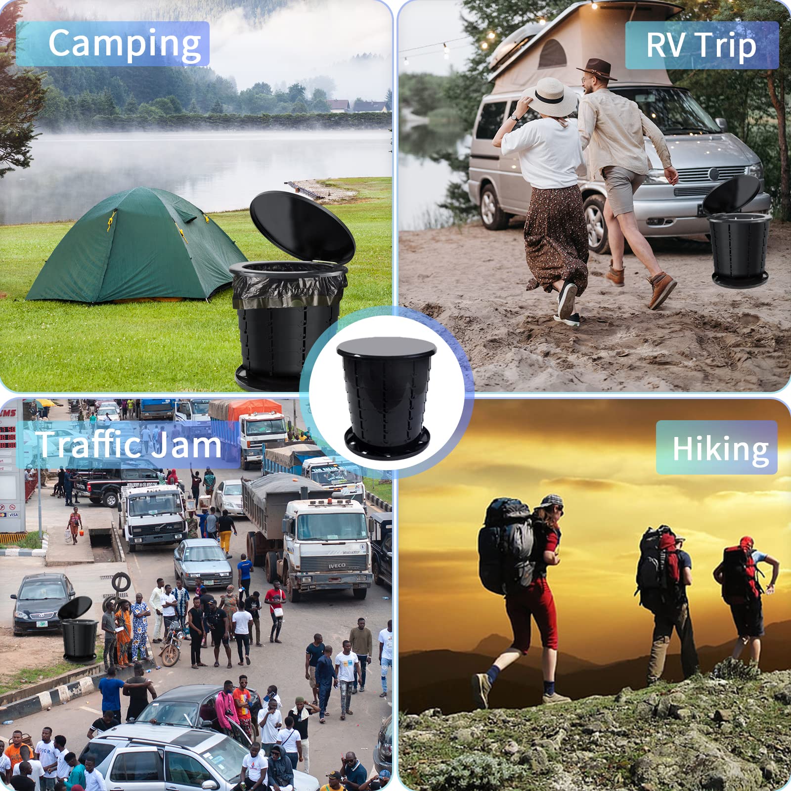 Inodoro plegable portátil de viaje para camping, orinal portátil