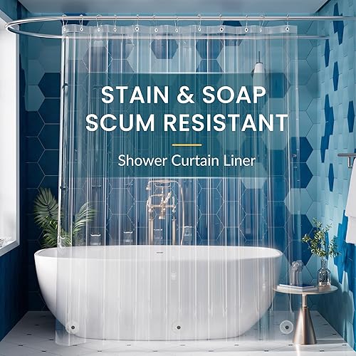 Titanker 3G forro de PEVA para cortina de regadera, 72 x 78 pulgadas, forro plástico transparente, ligero e impermeable para cortina, para baño, con