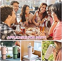 Vista 7 de AUAUY 4 fundas de popote para copa Stanley de 40 onzas y 30 onzas, bonitas cubiertas de punta de pajilla, cubierta de popote Stanley reutilizable