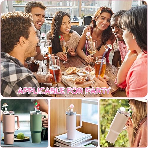 Miniatura 7 de AUAUY 4 fundas de popote para copa Stanley de 40 onzas y 30 onzas, bonitas cubiertas de punta de pajilla, cubierta de popote Stanley reutilizable