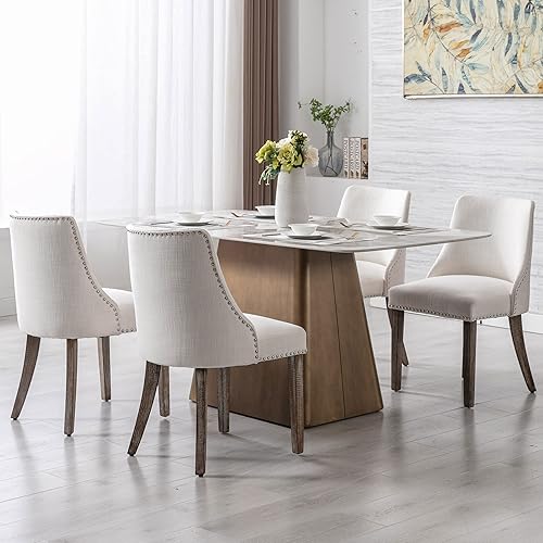 Miniatura 9 de DM Furniture Juego de 2 sillas de comedor modernas de mediados de siglo, sillas de terciopelo tapizadas, sillas auxiliares de madera para sala de