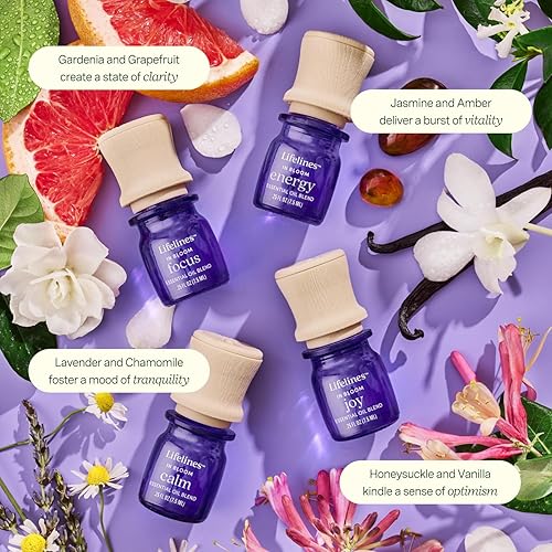 Miniatura 2 de Lifelines Mezcla de aceites esenciales "in Bloom", paquete de 4, aceites de jazmín y lavanda para difusor, aceites esenciales 100% puros y botánicos
