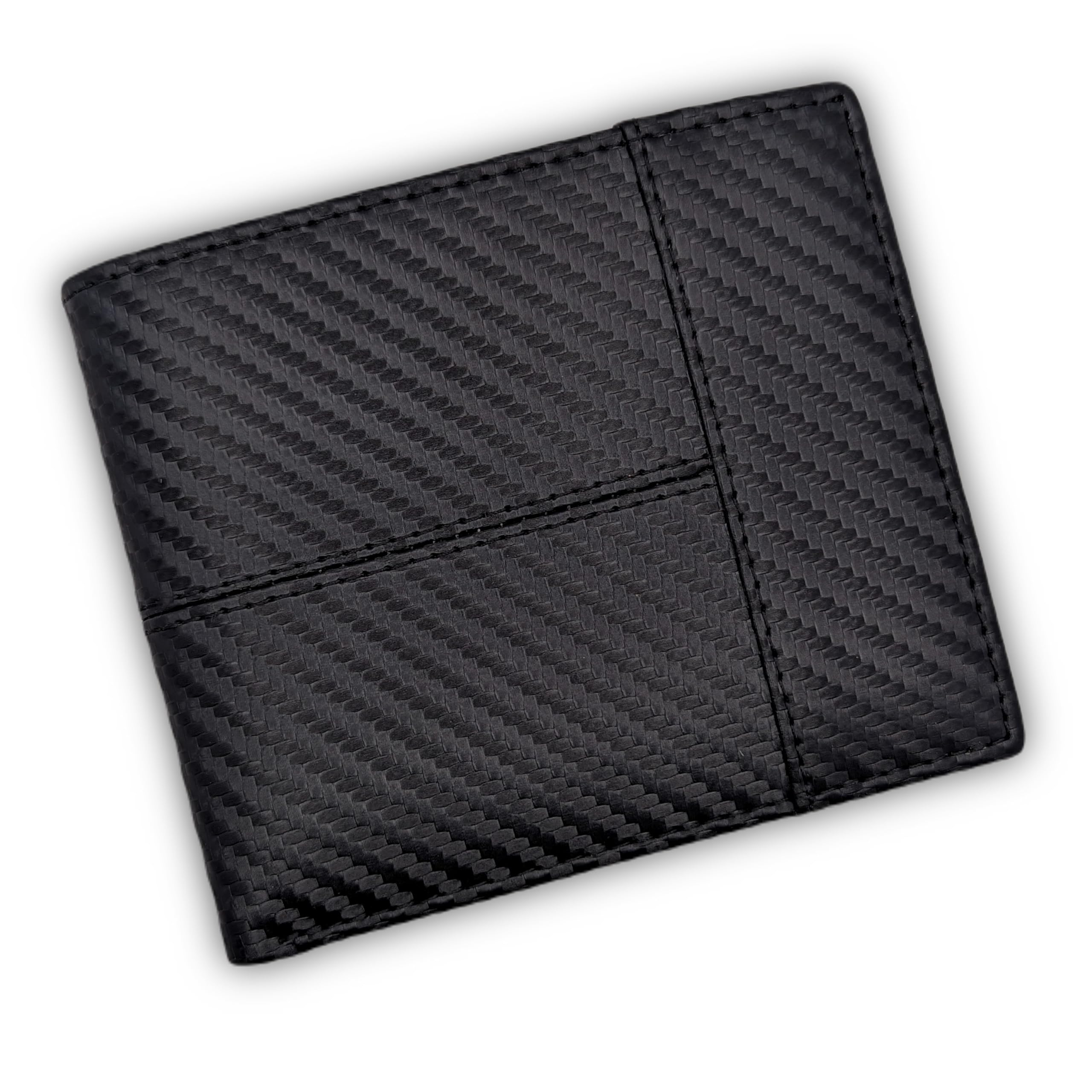 GenericMens Carbon Fiber Leather Wallet, RFID Blocking, Large Capacity Wallet with 14 Card Slots, 1 ID Window and 2 Cash Sleeves, Tri-Fold Card and Cash Wallet