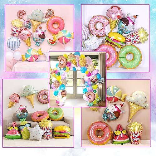 Miniatura 3 de Globos de helado Kawaii en forma de dona y helado de Mylar para fiesta de cumpleaños, baby shower, verano, decoración de fiesta de Hawaii, paquete