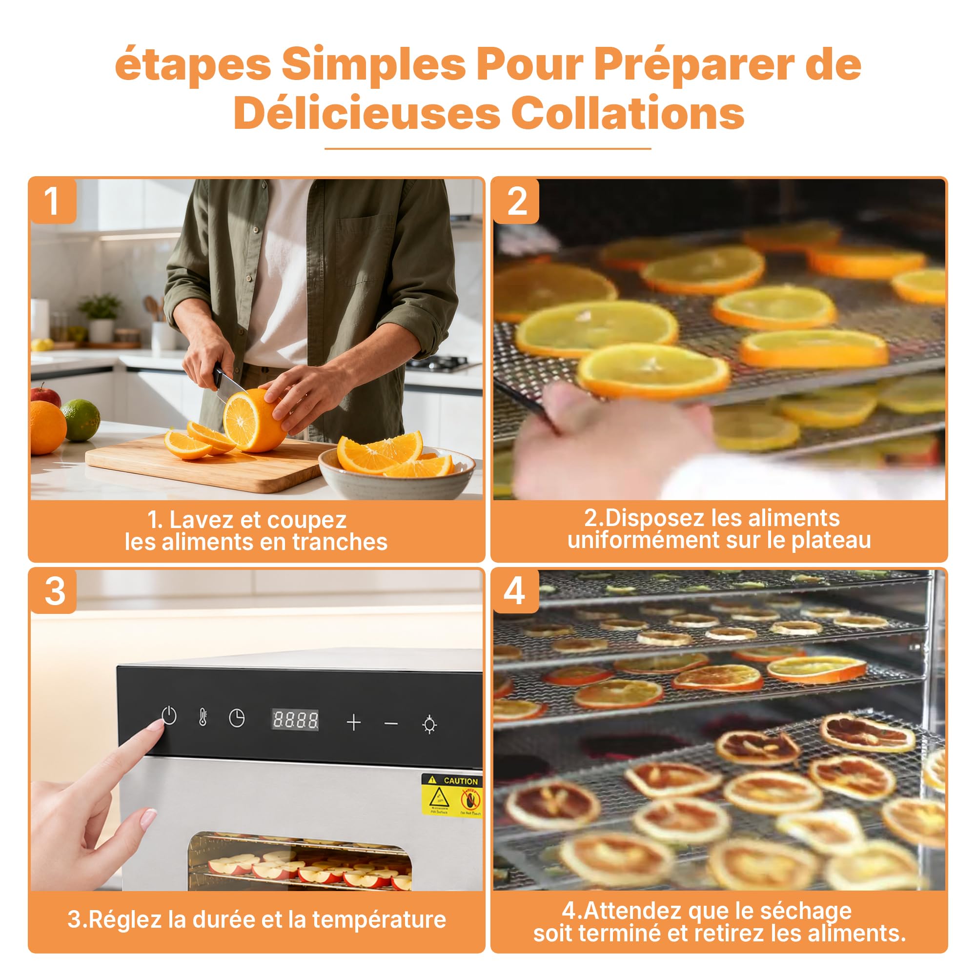 Hakka Déshydrateur Alimentaire Professionnel, 24 Plateaux, Pour Viande Séchée, Légumes, Fruits, Viande, Friandises pour Chiens et Herbes, en Acier Inoxydable, 2000 W
