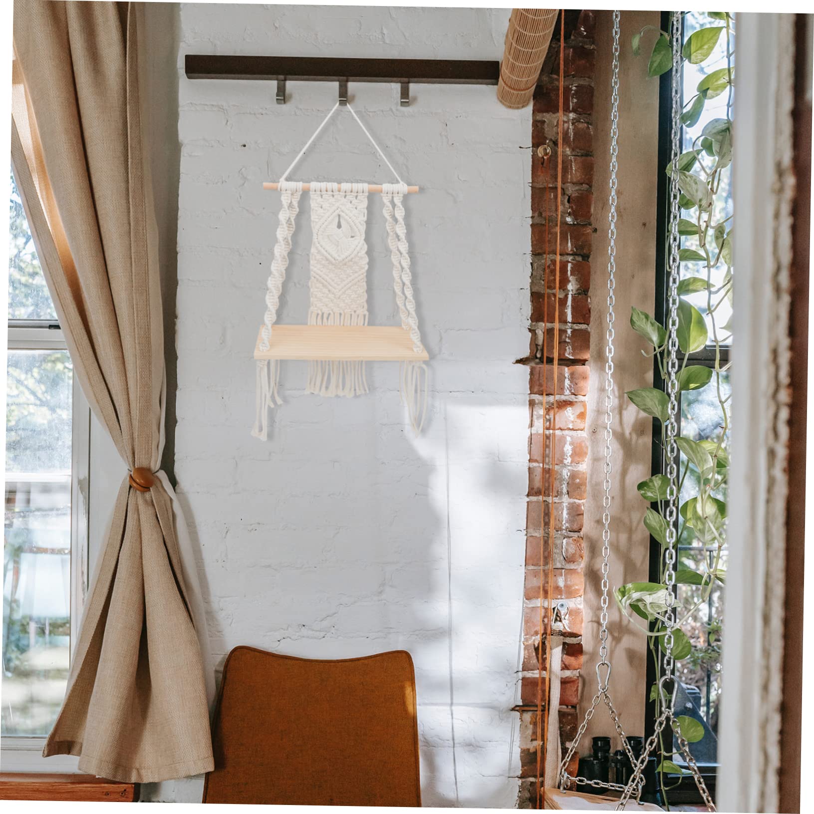 HOOTNEE Bohemian Style Cotton Rope Woven Tapestry Hanging Rack Versatile Sundries Plant Display Holder for Home Decor Easy Installation Craftsmanship for Garden