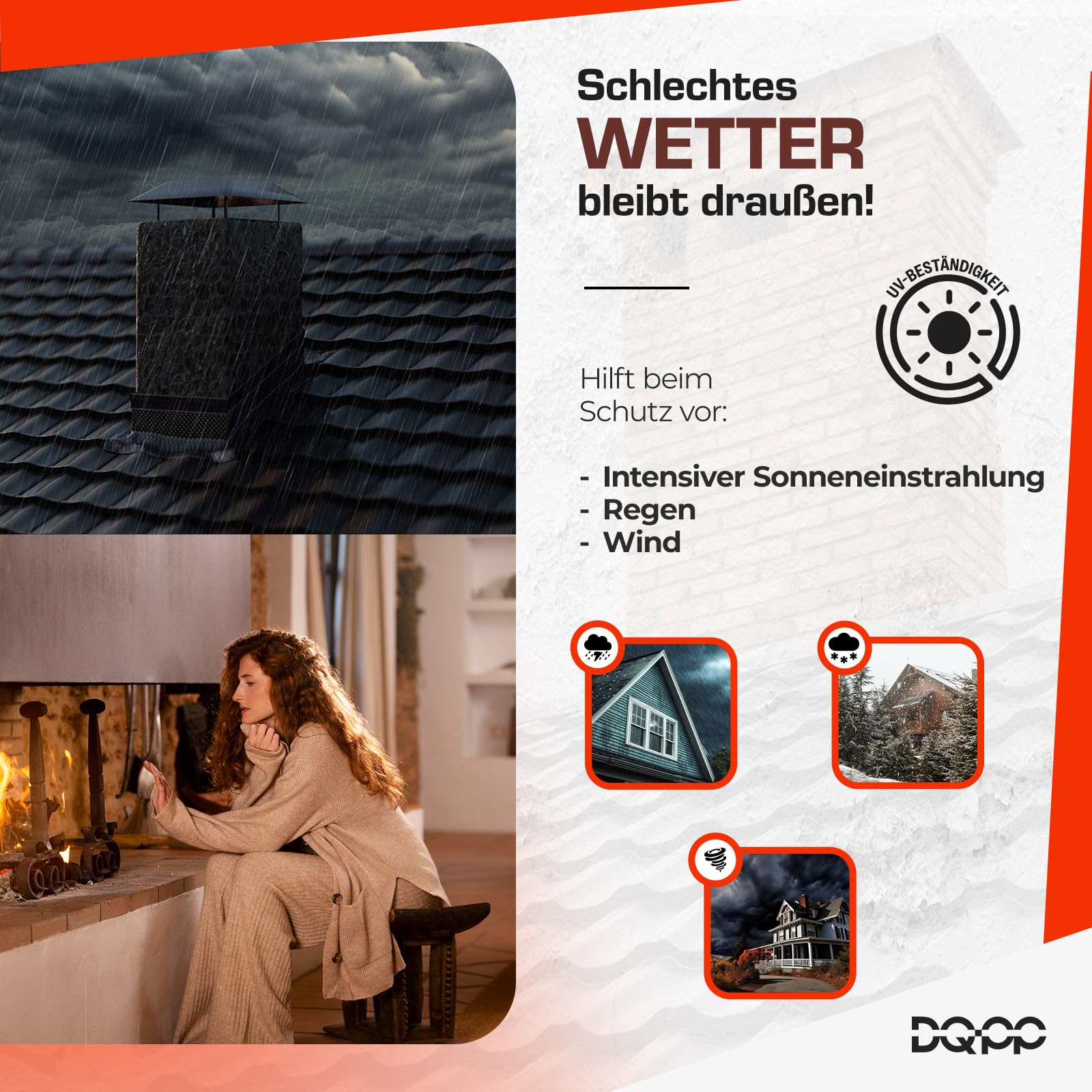 DQ-PP WANDANSCHLUSSBAND – Länge 5m – Breite 300mm – Graphit RAL 7016 – hochwertiges Aluminium und Butyl – Selbstklebend – Dach Kaminanschlussband 3D Struktur Dachabdeckung Aluminiumband