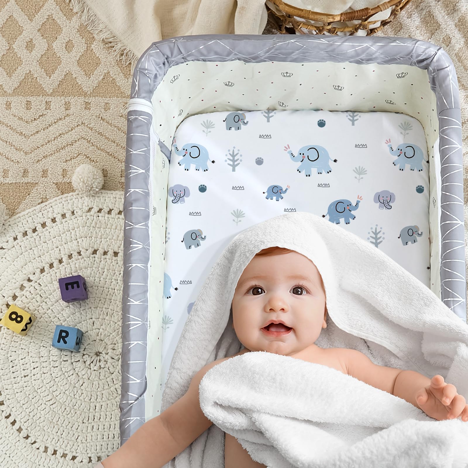 4 Pack Bassinet Sheets - 33"x20" Bedside Bassinet Sheets for Baby Delight, Angelbliss, Fodoss & Most Regular Size Bedside Sleeper | Ultra Soft & Skin Friendly Bassinet Fitted Sheets for Boys Girls