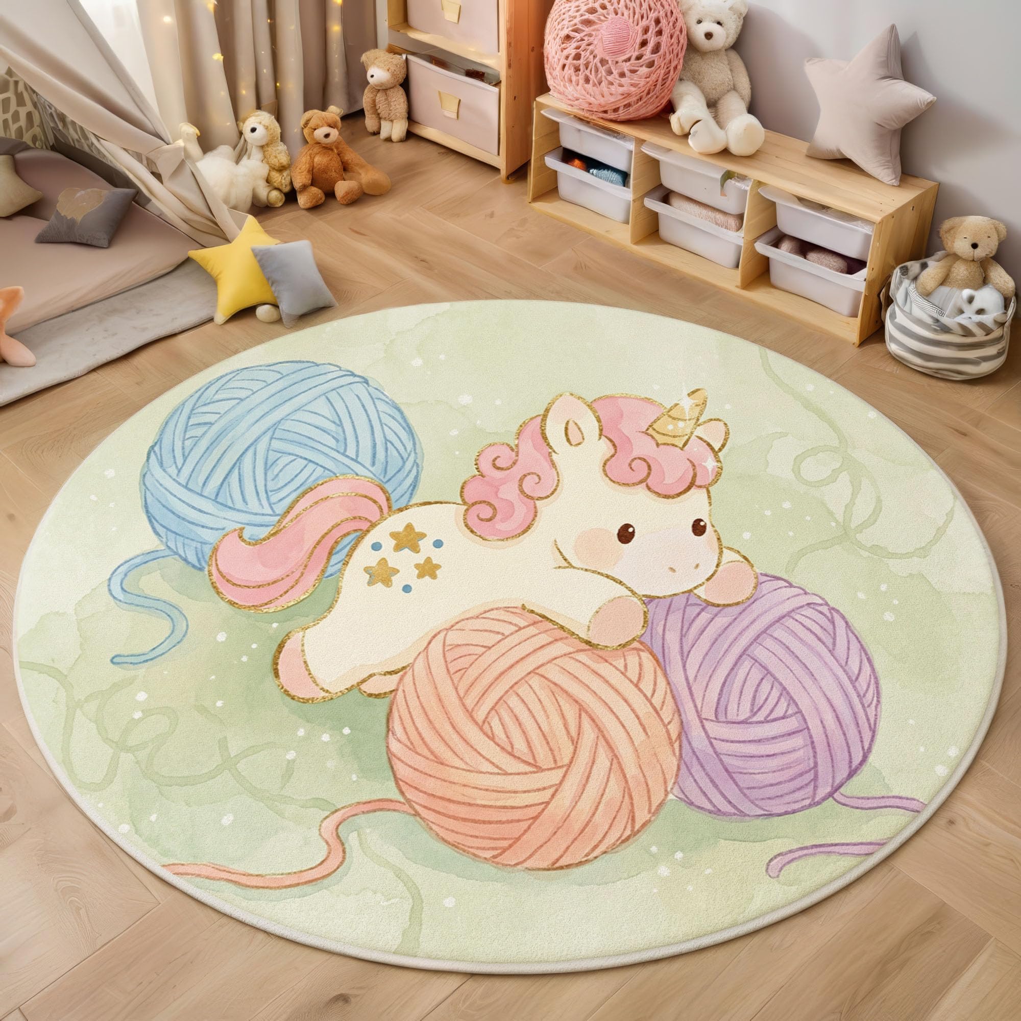 Tapis rose licorne mignon pour créer un coin lecture cosy salon