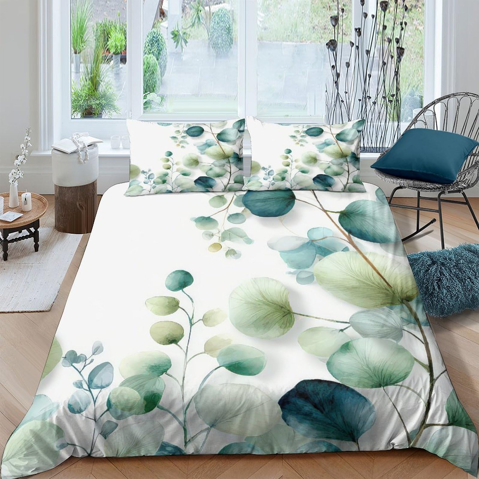 Ctjqhvkz Style-2 3D Printed Watercolor Botanical Fitted Sheet Microfiber Soft Green Leaf Mattress Cover For Bedroom Guest Room Decor Single（135X200cm）