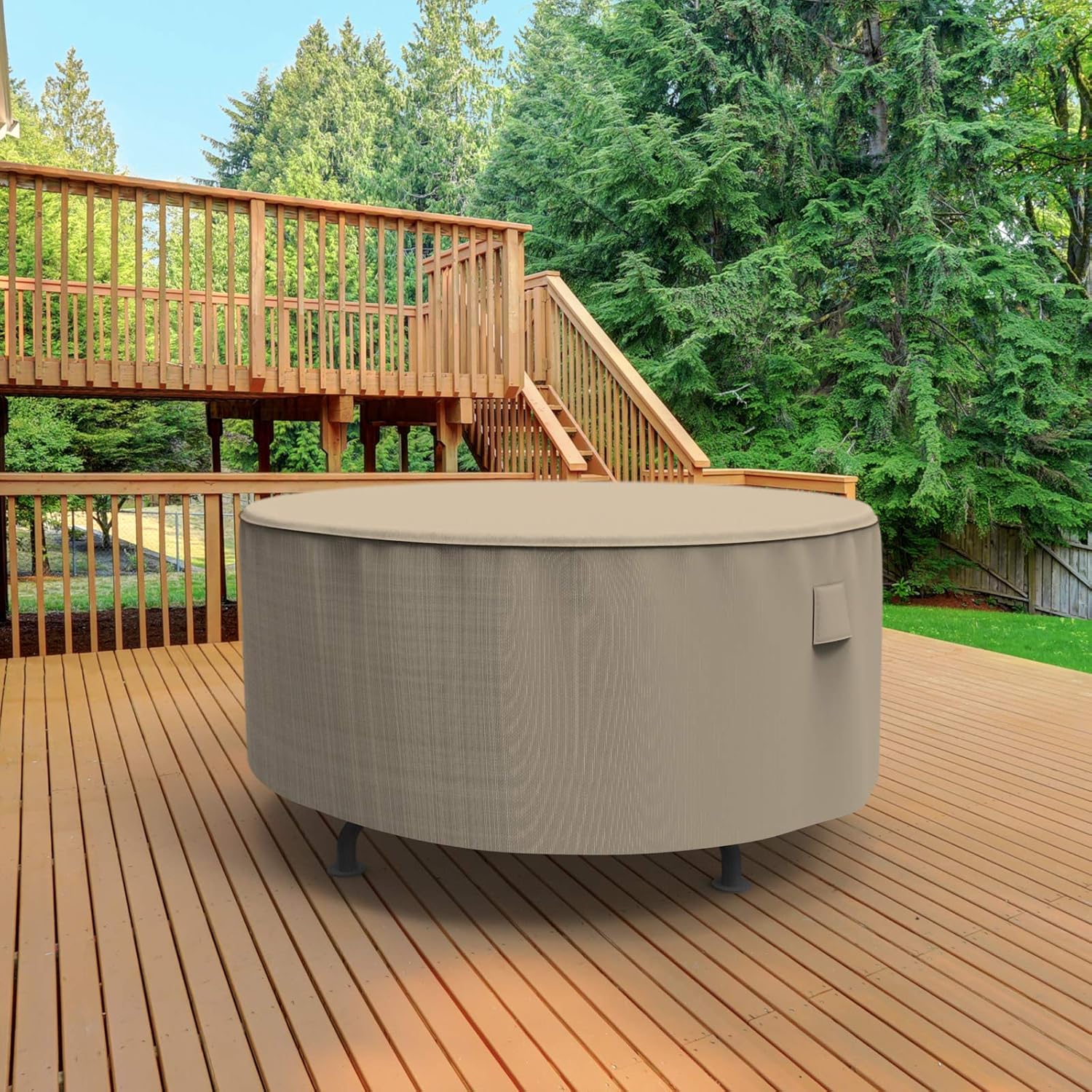 StormBlock™ Signature Round Patio Table Cover, Large - Black Ivory, P5A23PMNW2