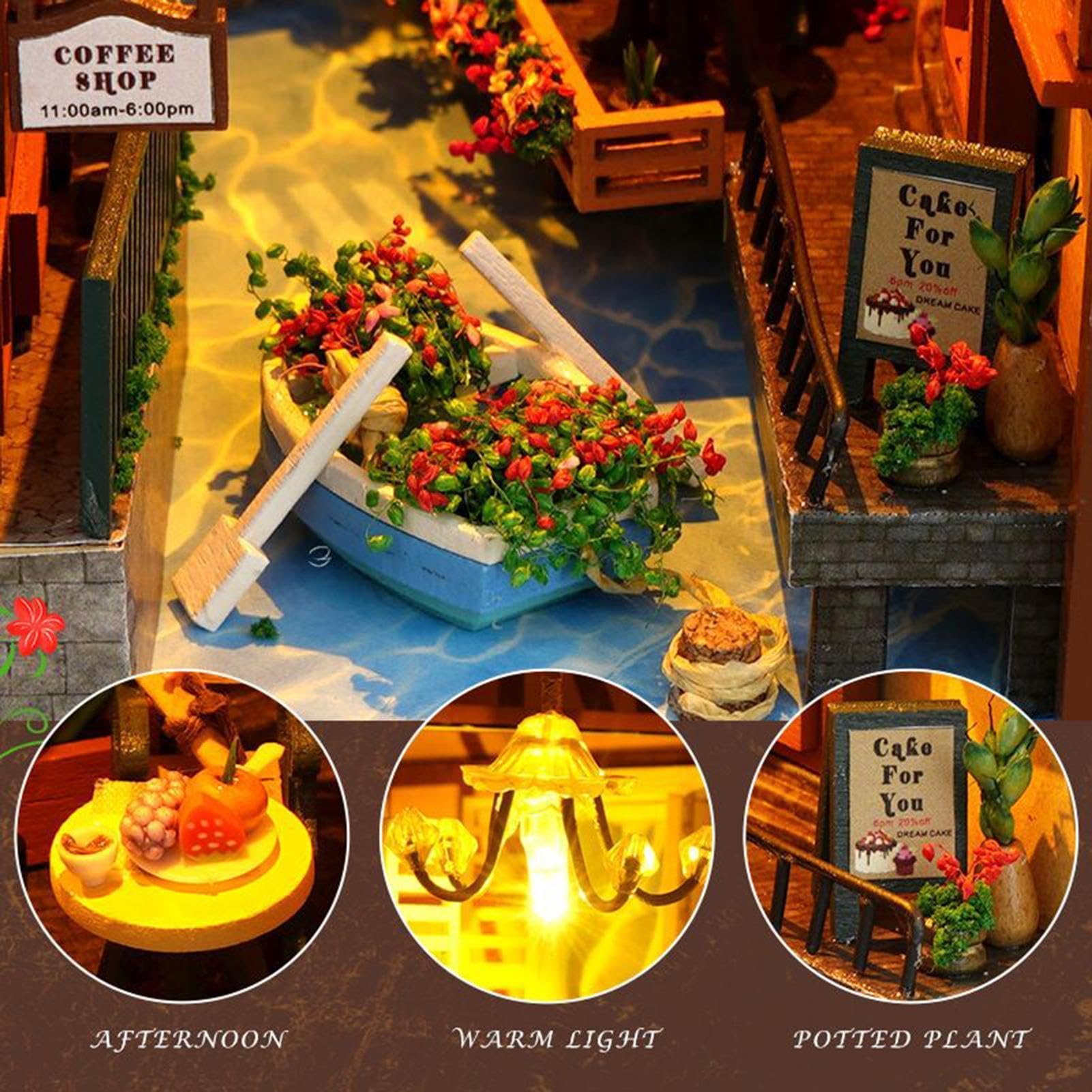 Kit 3D in Legno Decorazione Scrivania Puzzle | Modellino Educativo da Montare con LED per Biblioteca Camera dei Giochi Nursery Aula Lettura per Tutti