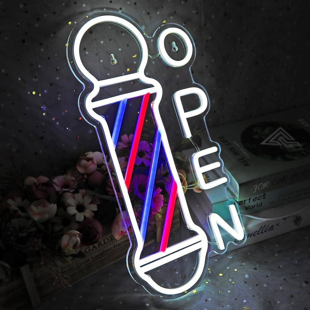 ネオンサイン Barber Shop Open オープン 美容院 室内装飾 Amazon.co.jp: Barber Shop Open Neon Sign ヘアサロン用品