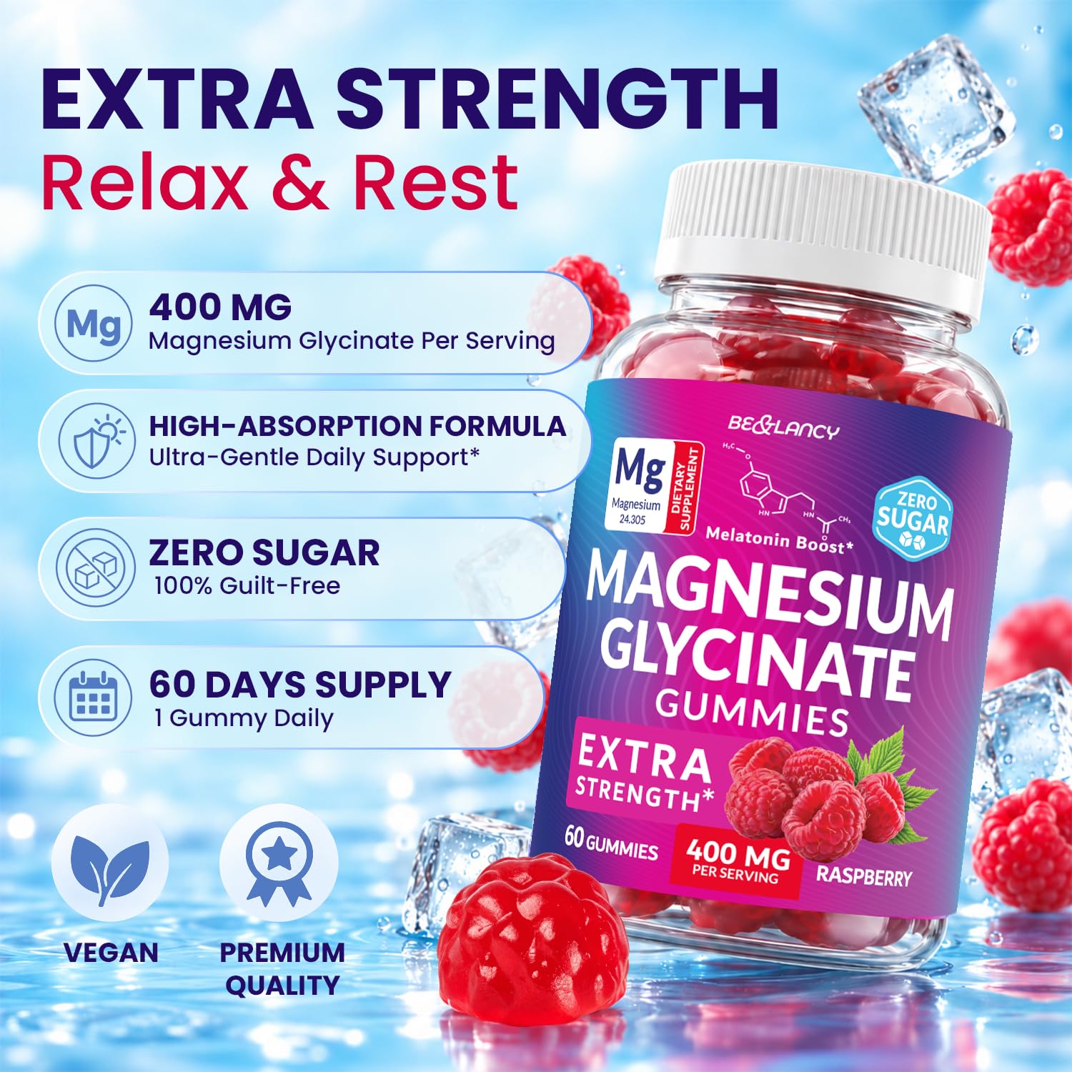 Magnesium Glycinate 400mg Gummies - Extra Strength, Men & Women, 60 Ct — Amazon image 2