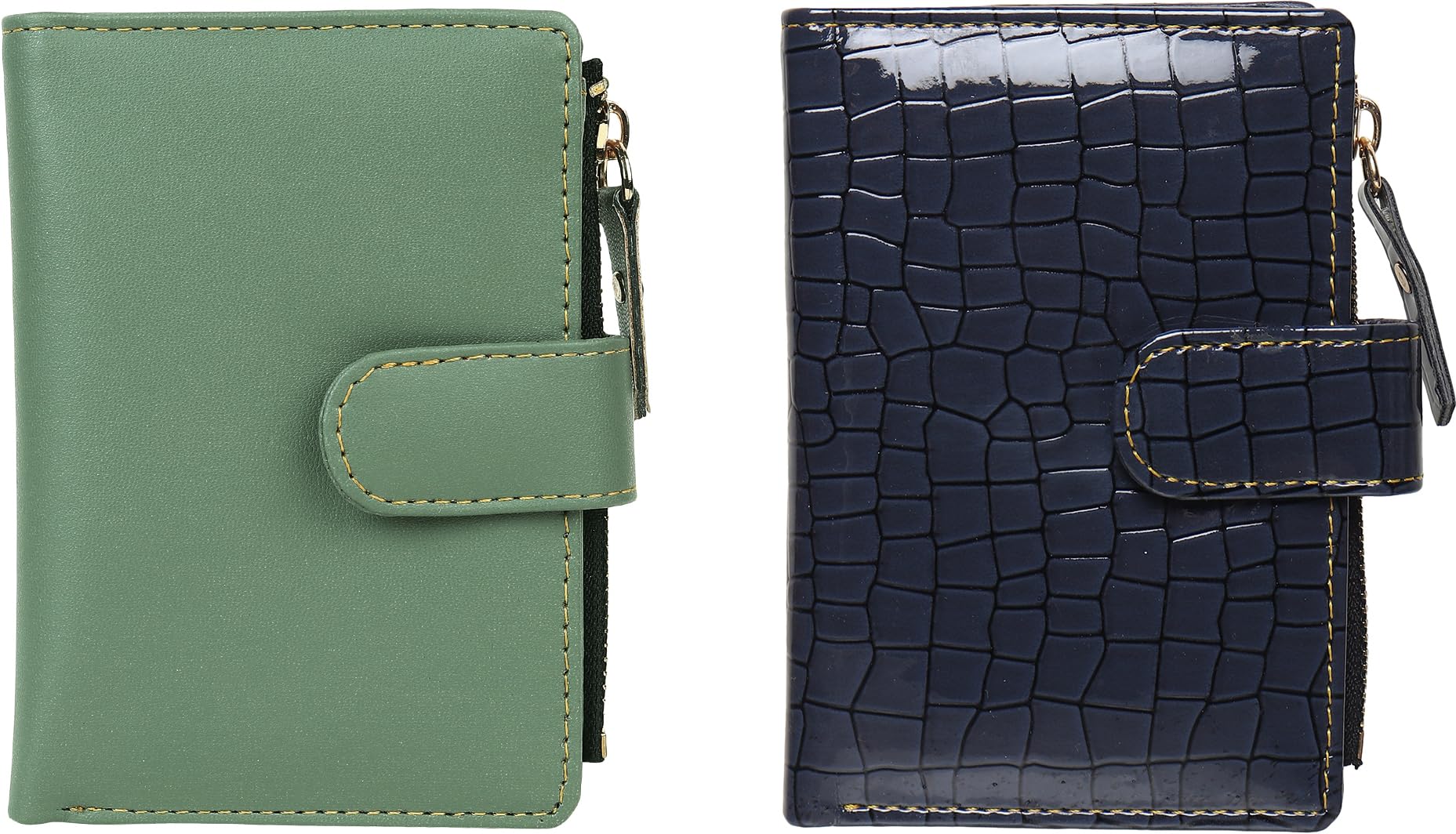 Women Casual Green, Blue Artificial Leather Wallet (6 Card Slots, Pack of 2) (TW-Smll-CLT-Light-Grn & Crco-Blue_1)-image-21