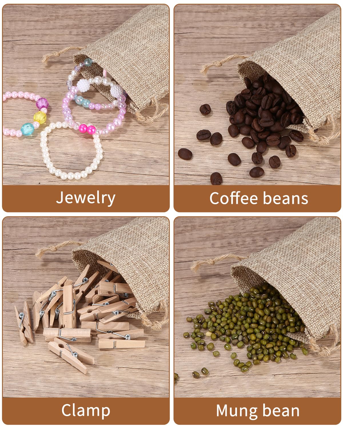 Lot De 20Pcs Pochettes Sachets En Lin Chanvre Sachets En Jute Avec Cordon