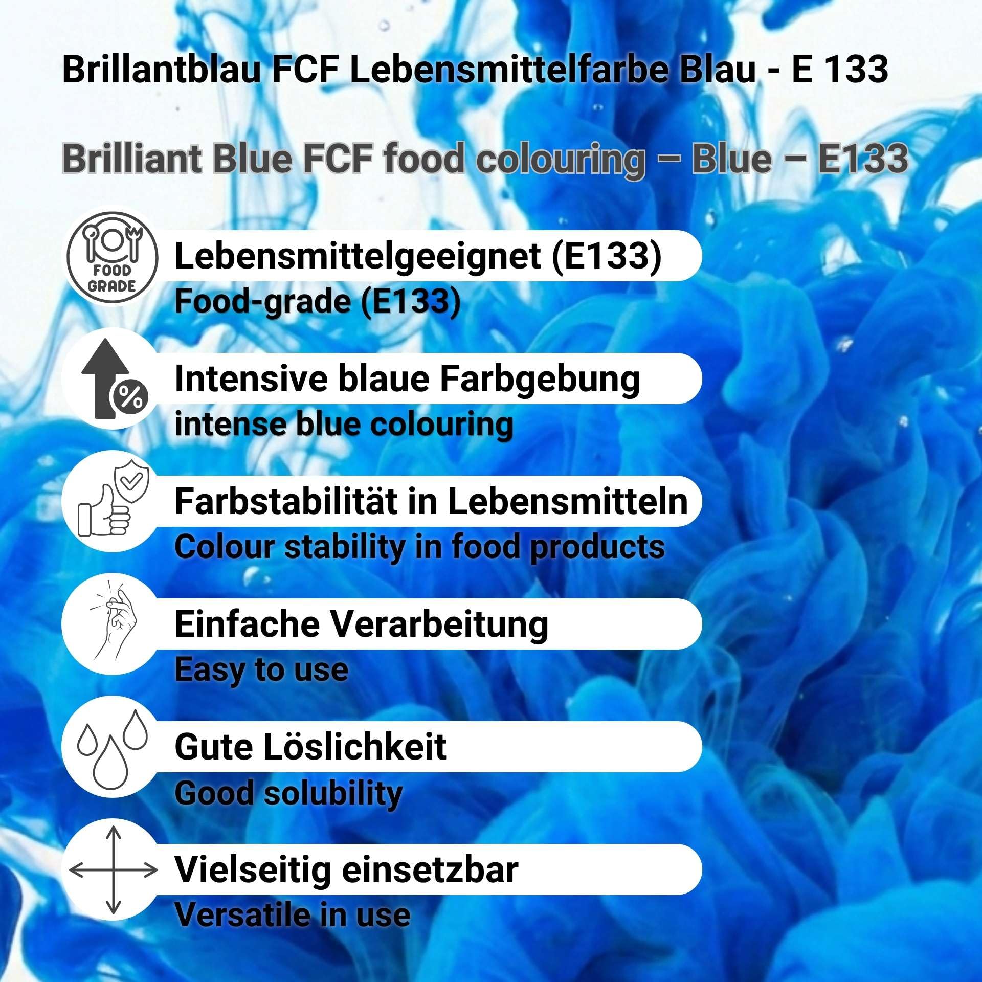 Lebensmittelfarbe Blau hochkonzentriert Pulver 1kg wasserlöslich E133