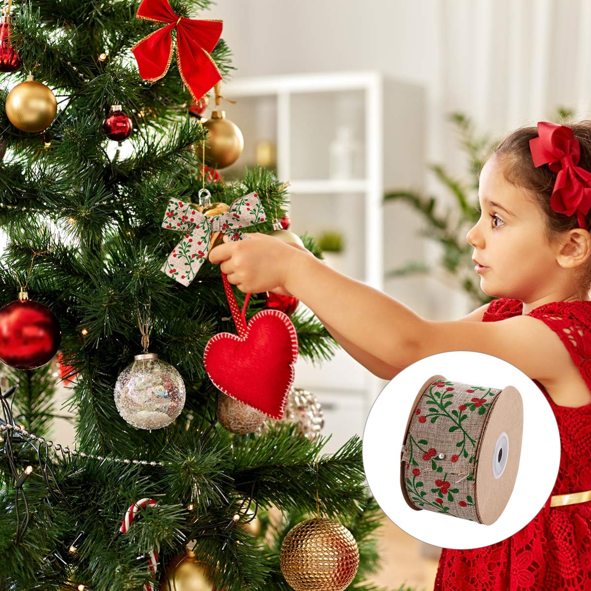 3rollen Weihnachtliches Dekoband Aus Metern Weihnachtsbaum-schleifenband Mit Klassischem Muster Für Bastelarbeiten Geschenkverpackungen Und Festliche Anlässe