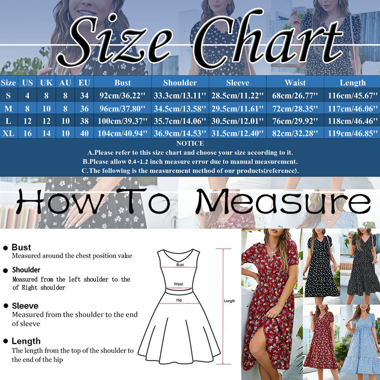 Generico Hawaii-Kleid mit Blumen für Damen, elegantes kurzärmeliges Kleid mit Schnürung, hohe Taille, V-Ausschnitt, mit Blumendruck, lockere und leichte Kleidung, Freizeitkleid für den Urlaub