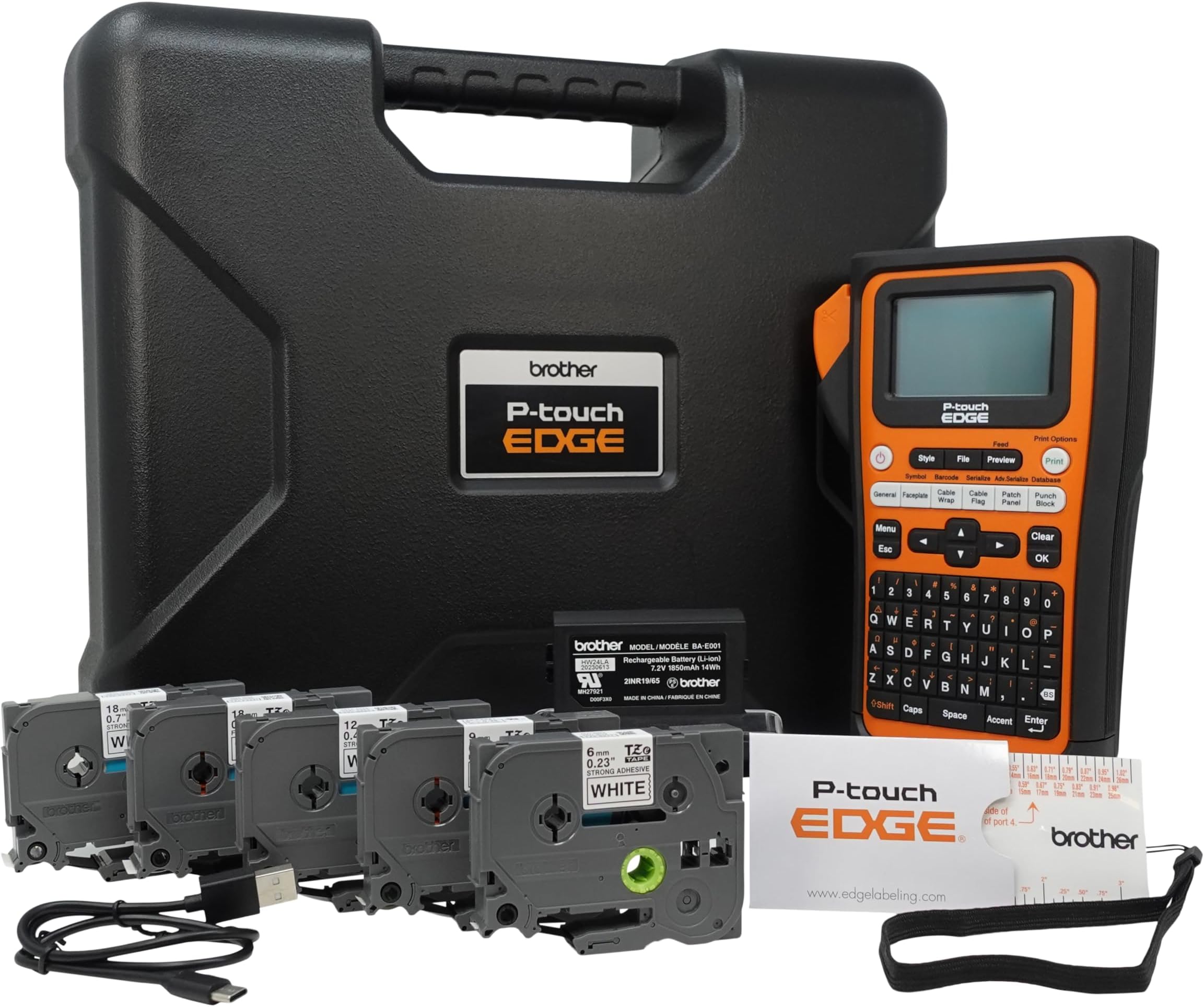 Brother PT-E310BTBP Contractor Kit: P-Touch Handheld Industrial Label Printer with Bluetooth & USB-C Plus 5 Tapes (up to 18mm Labels)