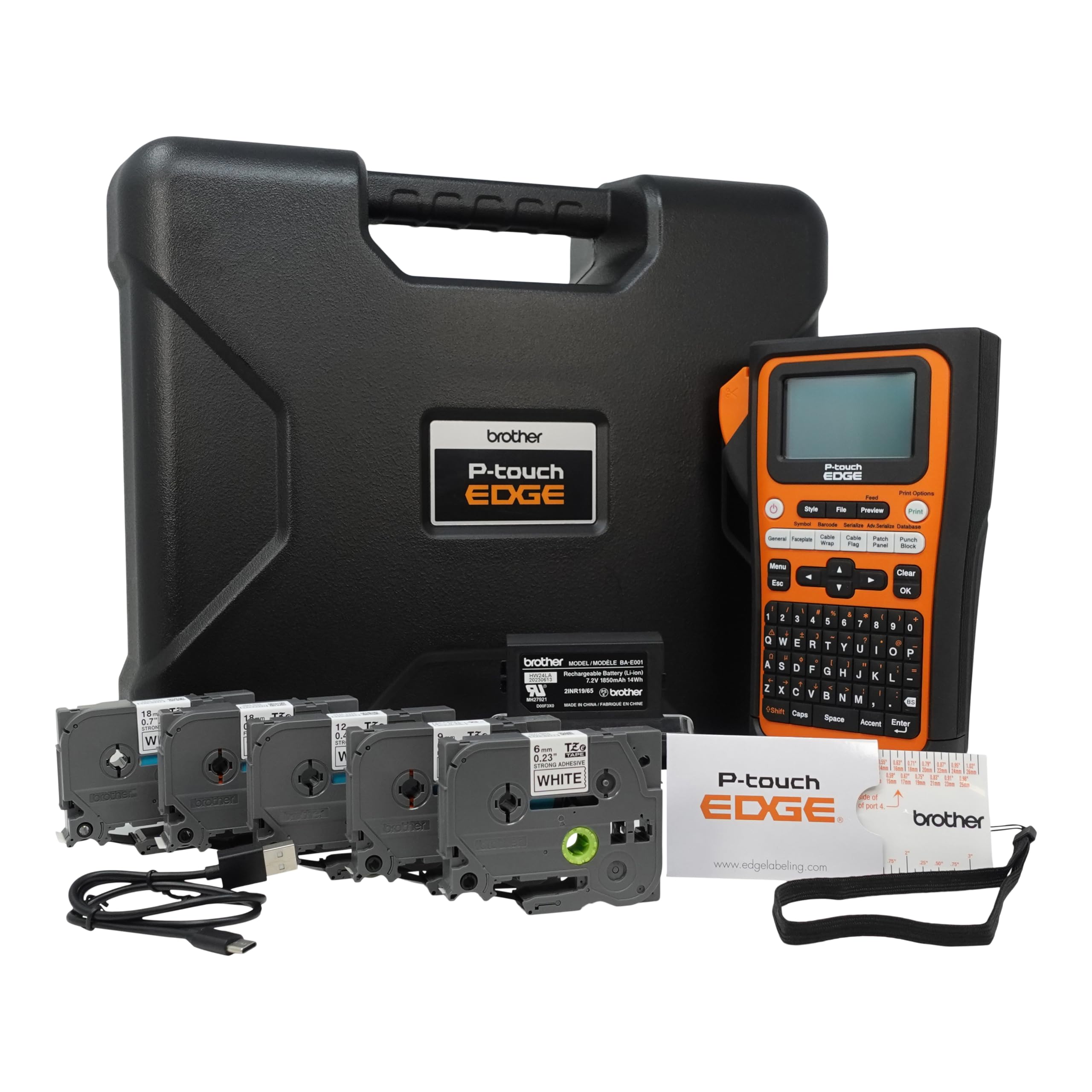 Brother PT-E310BTBP Contractor Kit: P-Touch Handheld Industrial Label Printer with Bluetooth & USB-C Plus 5 Tapes (up to 18mm Labels)