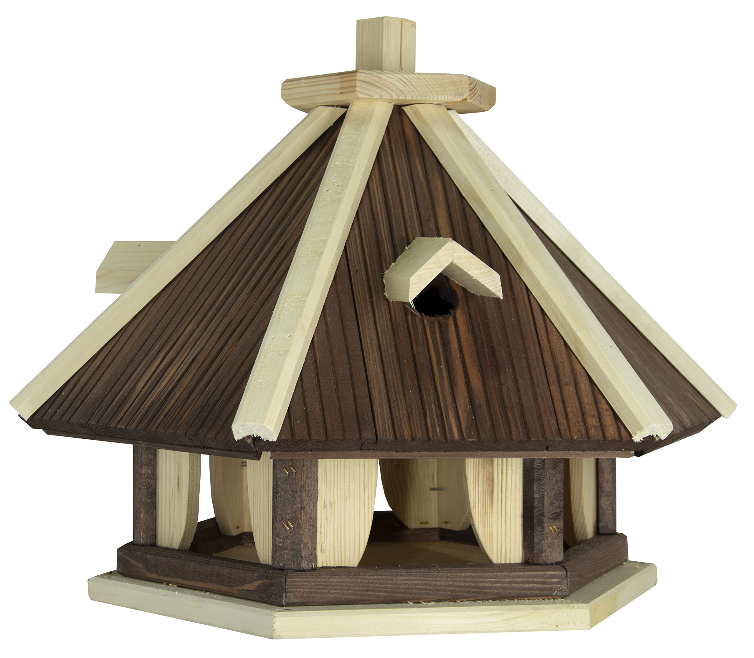 Vogelhaus zum Aufhängen - Vogelfutterhaus ohne Ständer - Futterhaus für Vögel - Vogelhäuser aus Holz - robuster Vogelhäuschen für Garten und Balkon - 40x34x39 cm