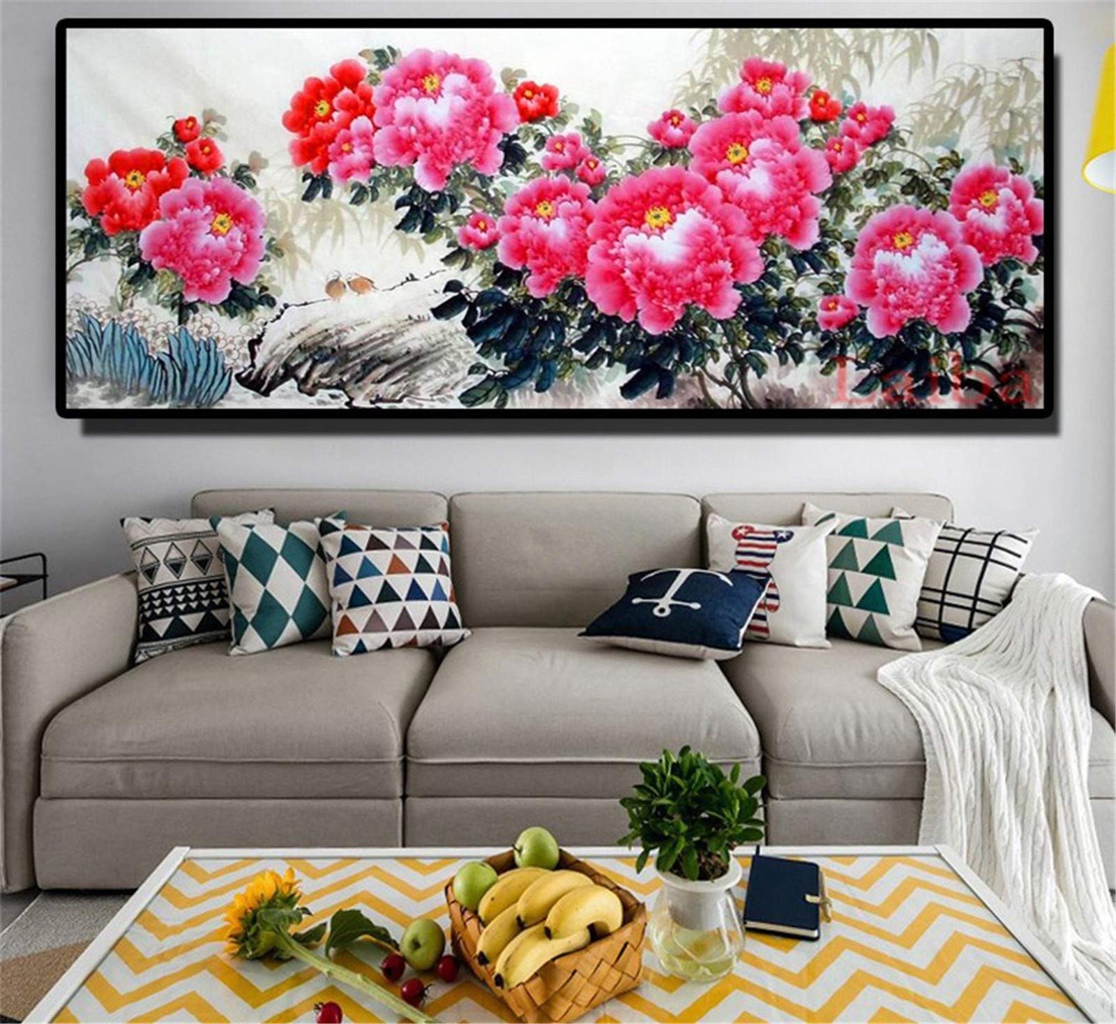Peinture Diamant Fleur de pivoine rose 5D pour sublimer vos grands murs vides facilement