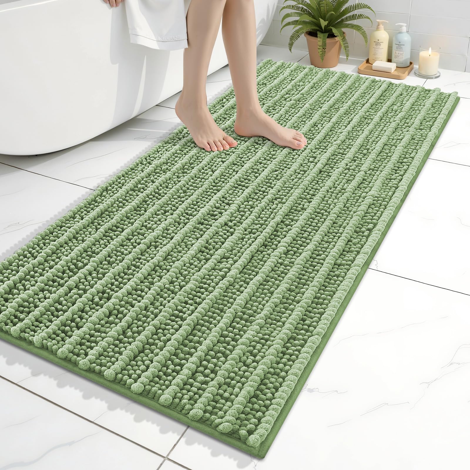 Arotive Bathroom Rugs Mat 47x24, Soft Absorbent Chenille Shaggy Bath Mat