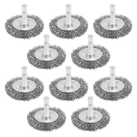 10PCS Wire Wheel Brush for Drill, High Carbon Steel Wire Brush with 1/4" Hex Shank, Skilled in Handling Metal & Nonmetal Surfaces
