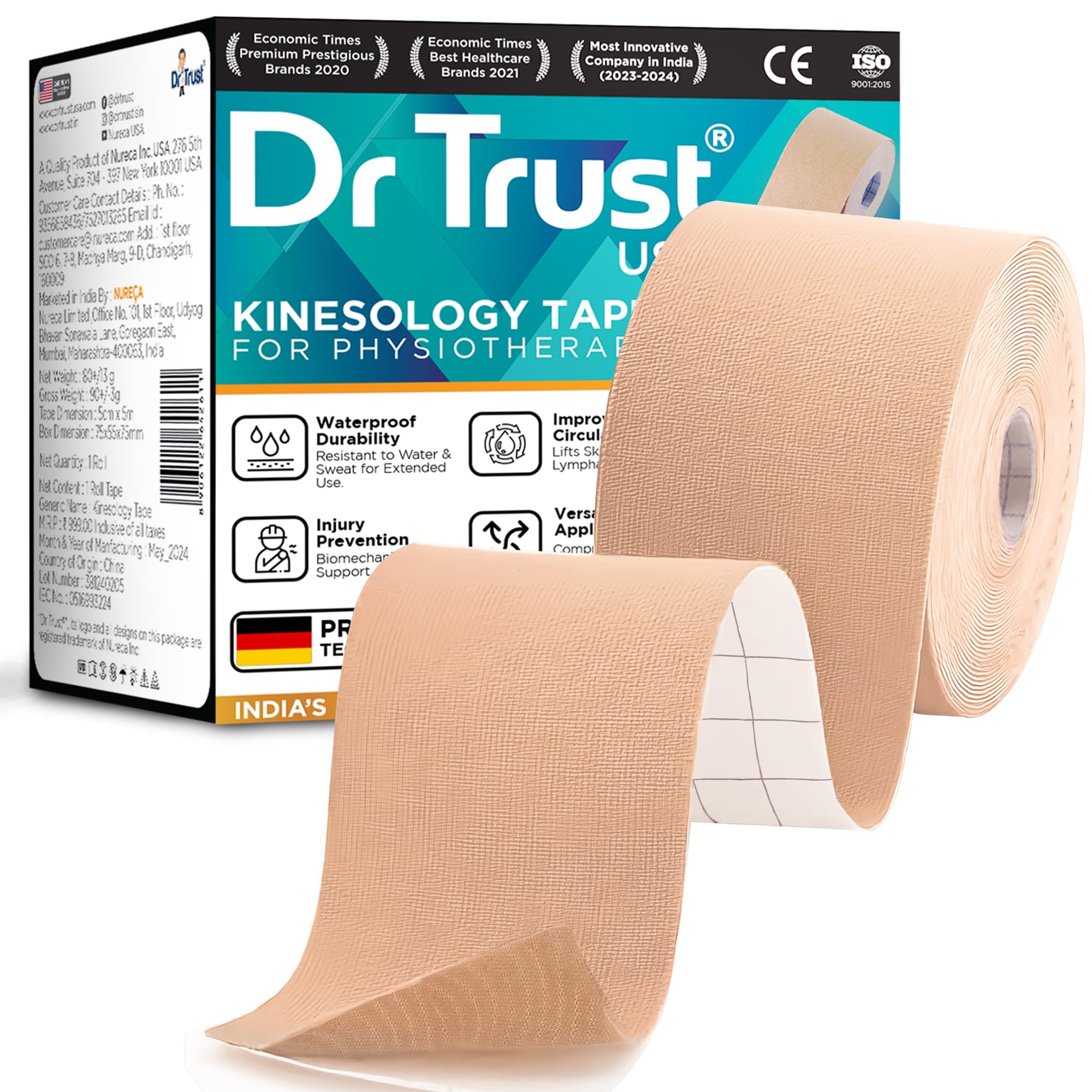 Dr Trust USA Kinesiology Tape For Sports Injury, Muscles Pain Relief, Waterproof Athletic Tape For Arms, Knee, Shoulder, Legs, Ankle, Adhesive Compression Bandage 5 m X 5 cm (Beige) (B0DB8RQ2GR) Amazon Price History, Amazon Price Tracker