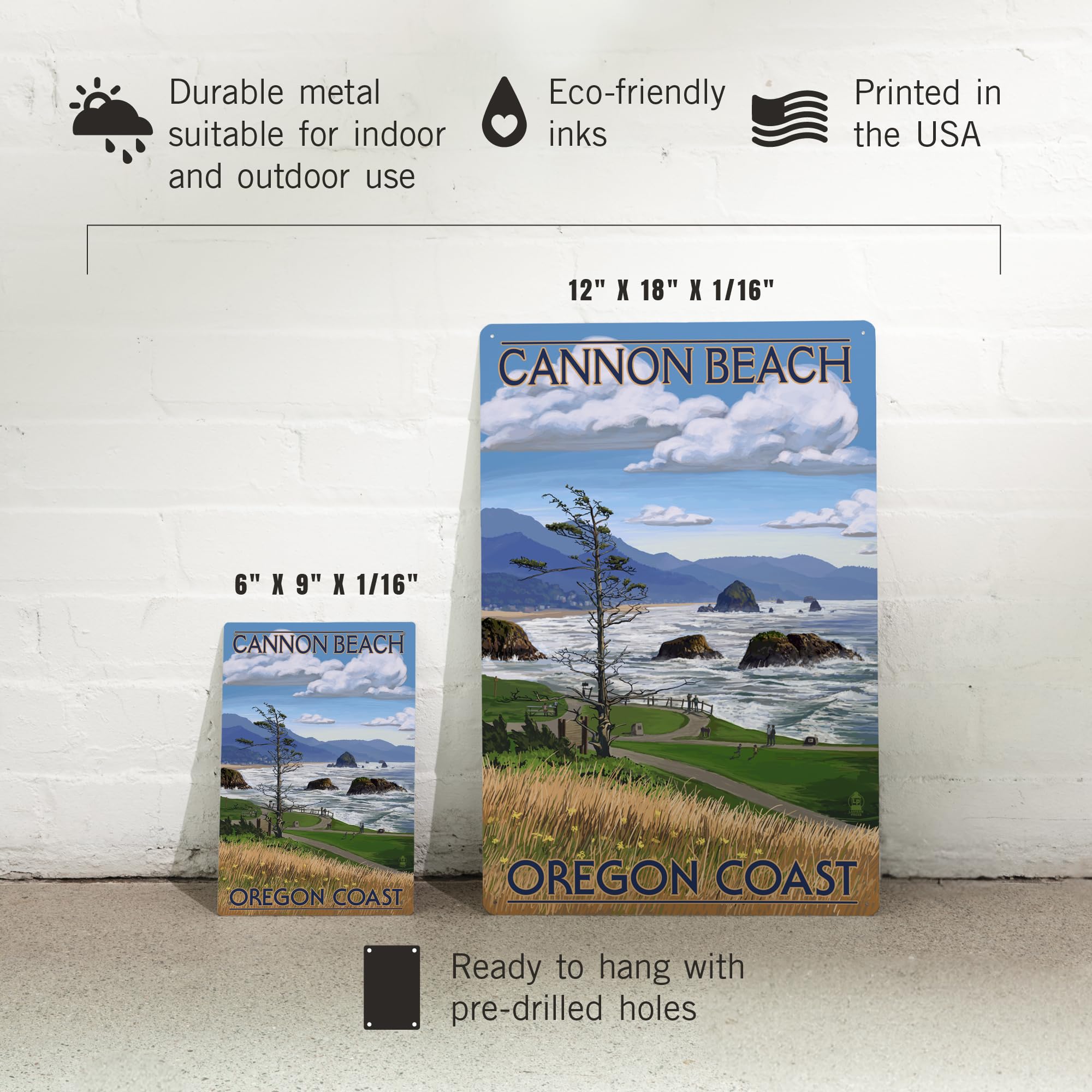 Amazon.com: Lantern Press 6x9 Inch Metal Sign, Cannon Beach