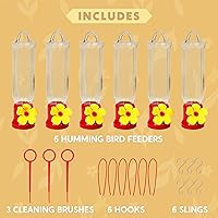 Vista 5 de JOIEDOMI Juego de 6 mini comederos para colibríes con cables para colgar, juego de comederos transparentes para colibríes al aire libre con 3