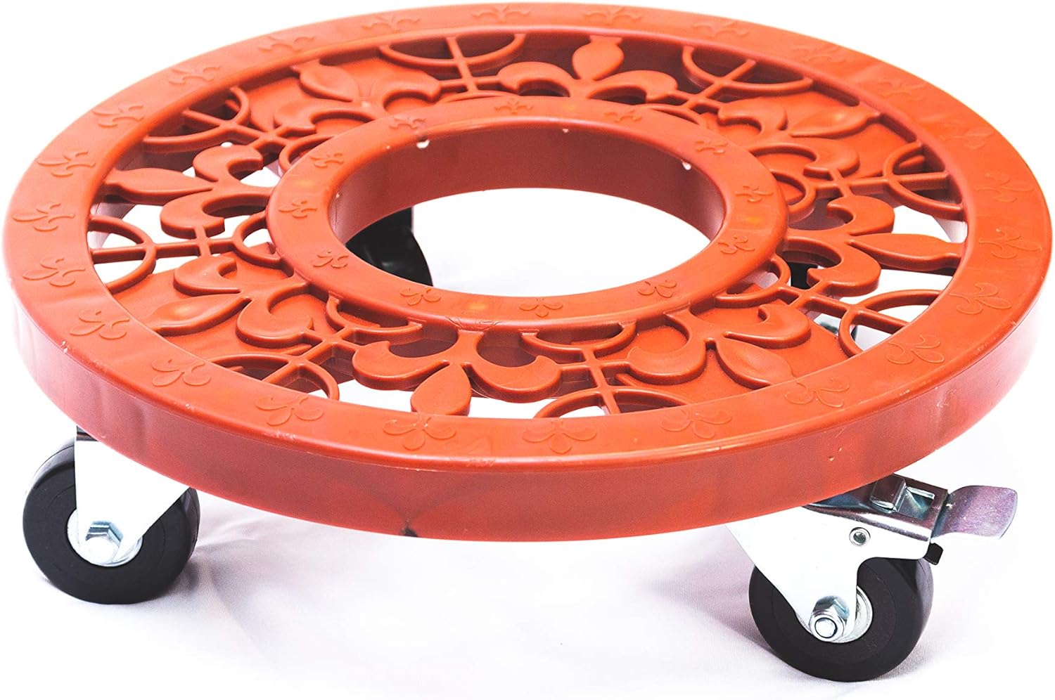 Little Easy, Patio Caddy Plant and Pot Mover; Easy Rolling; Decorative,Heavy Duty, 360° Swivel Locking Wheels; Durable Plastic; Indoor, Outdoor Home and Garden Tool; 12 Inch Plant Dolly (Terra Cotta)