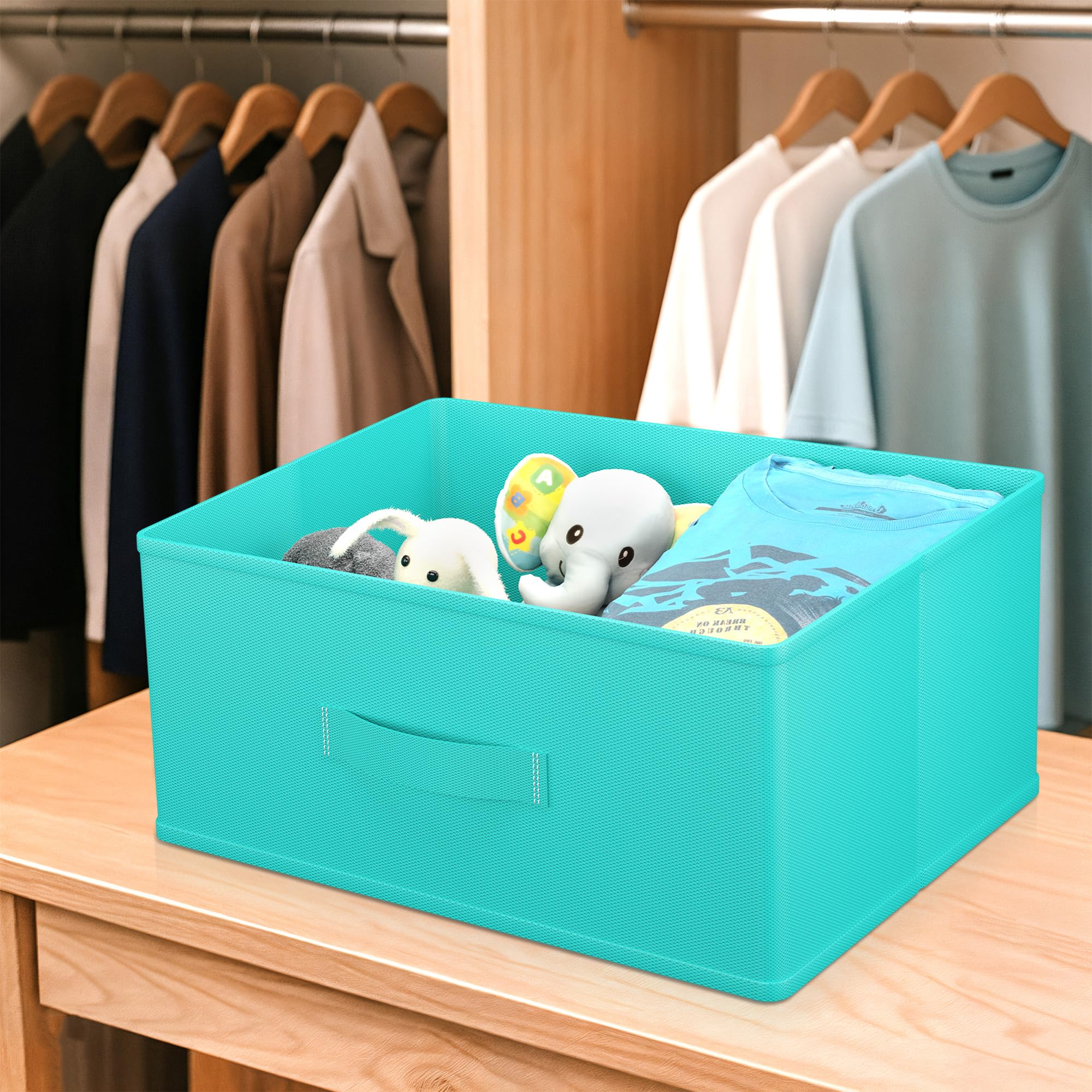 Kuber Industries 26 Ltr Non-Woven Wardrobe Organizer for Storage | Drawer Organizer | Multipurpose Organisers Storage Box for Clothes, Books and Toys | Green
