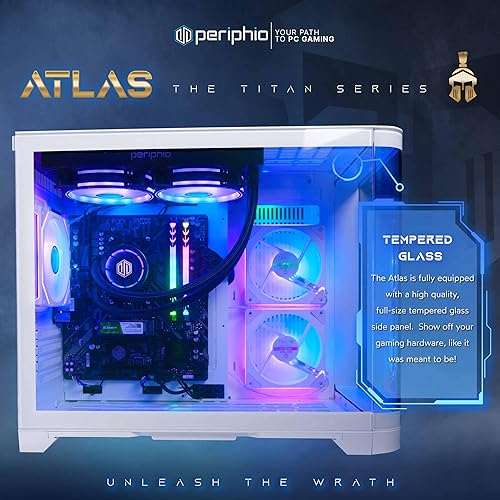 Miniatura 5 de Periphio Atlas AMD Gaming PC, con refrigeración líquida Ryzen 7 5700G (4.6GHz Turbo), gráficos Radeon RX Vega 8 (optimizado para juegos), 32 GB de