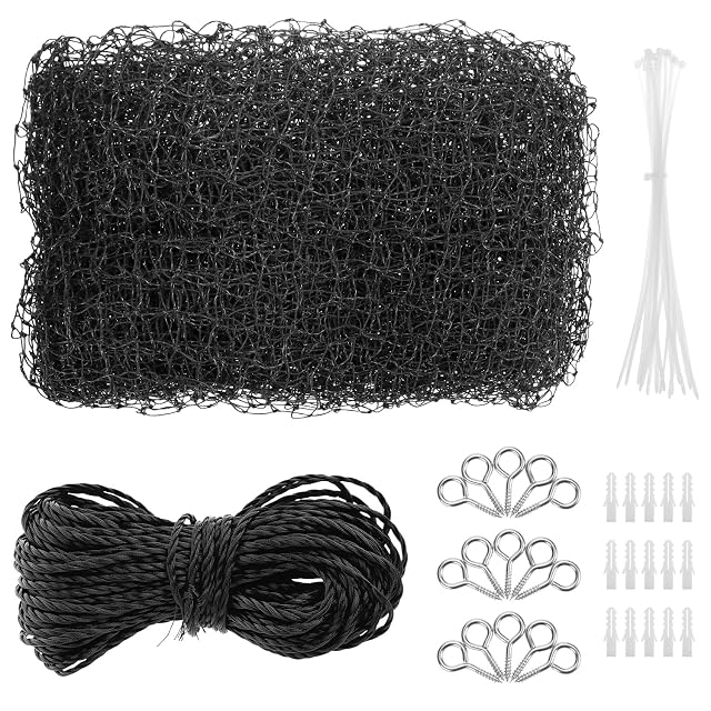 Foto 7 de 7 de QWORK® Red para Gatos Reforzada con Alambre, Incluye Juego de fijación, 2x4m, Negra para Balcones