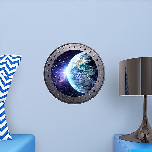 Miniatura 2 de Calcomanía de pared de ventana 3D de PortScape Earth #3 de PortScape de 12 pulgadas, diseño de planetas espaciales, sistema solar, arte de pared,