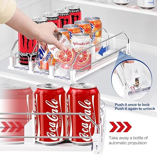 Miniatura 3 de Organizador de bebidas para nevera, dispensador automático de latas de soda para refrigerador, ancho ajustable con capacidad para hasta 15 latas,