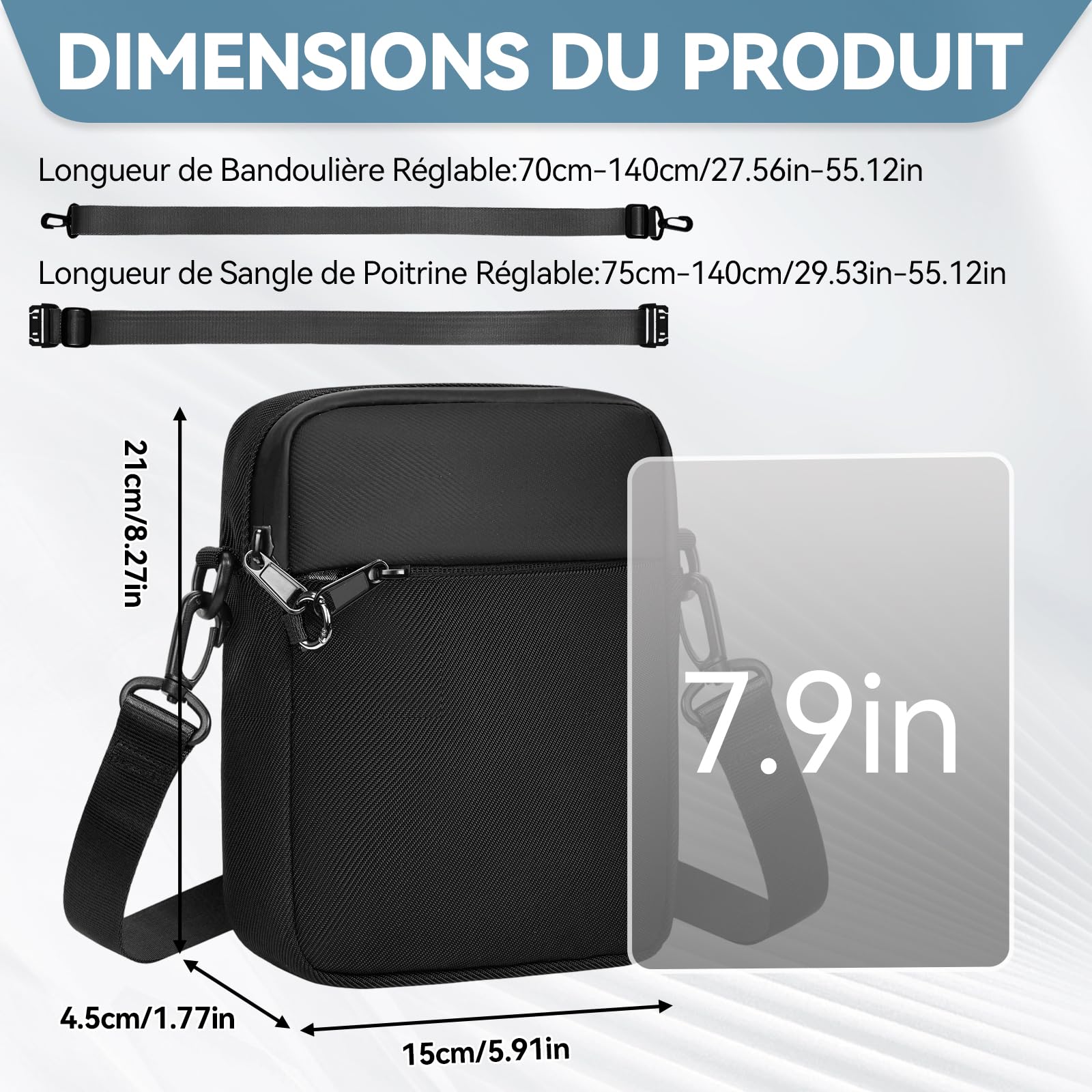 Eshow Sac À Bandoulière Avec Serrure À Glissière Et Poche Rfid, Sac Antivol Pour Hommes Et Femmes, Sac Étanche Pour Le Travail, Les Voyages, La Randonnée Et L'usage Quotidien