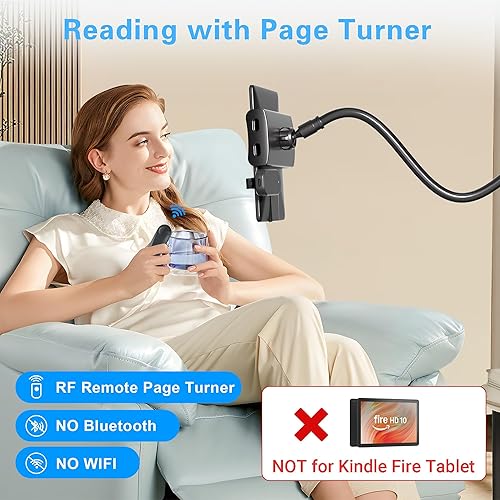 Miniatura 2 de Soporte para tableta de cabecera para lectura Kindle en la cama con girador de páginas remoto, soporte de cuello de cisne manos libres para
