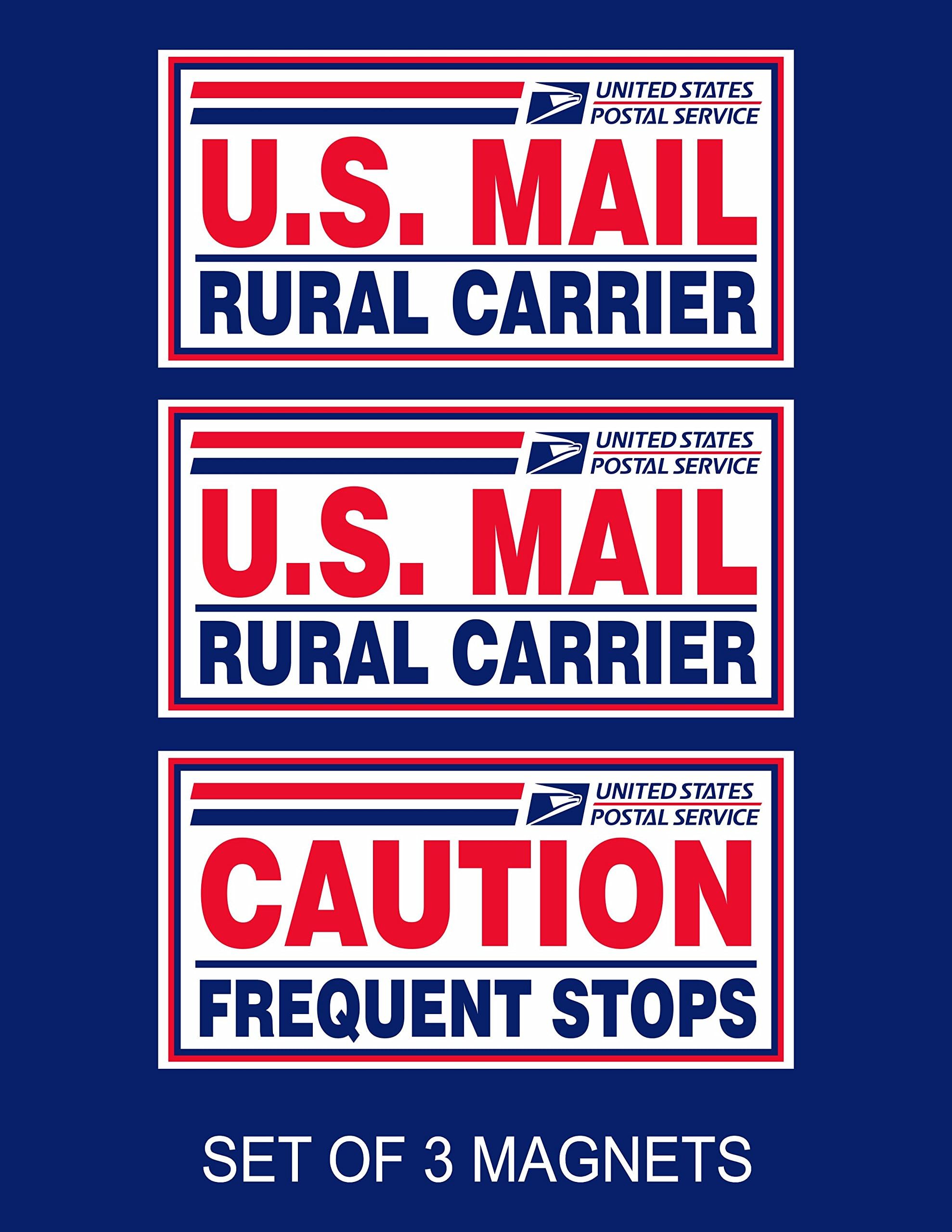 3-Pack US Mail Delivery Magnetic Signs - Reflective Decals For Rural Carriers, Delivery Drivers