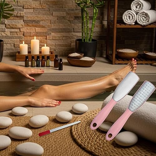 Miniatura 8 de Juego 2 en 1 de lima de pie profesional y removedor de callos  Raspa de pie de 9.6 pulgadas con lima de uñas de 6.7 pulgadas incluida, zafiro rosa