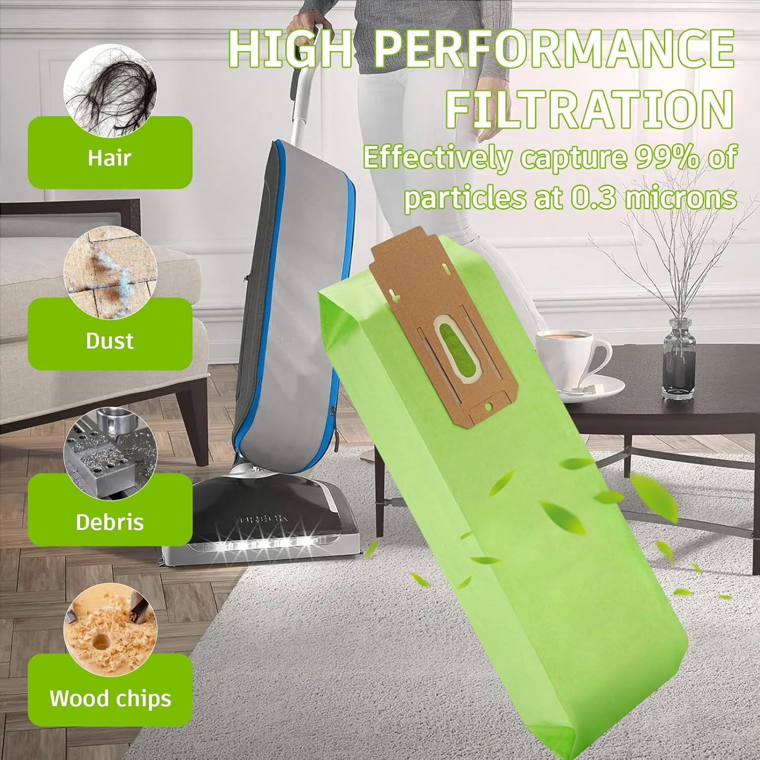 24Pcs Vacuum Bags Compatible with Oreck Type CC XL XL2 XL7 XL21 Upright Vacuum Cleaners, Replaces Part # CCPK8, CCPK8OH, CCPK8DW, AK1CC6A