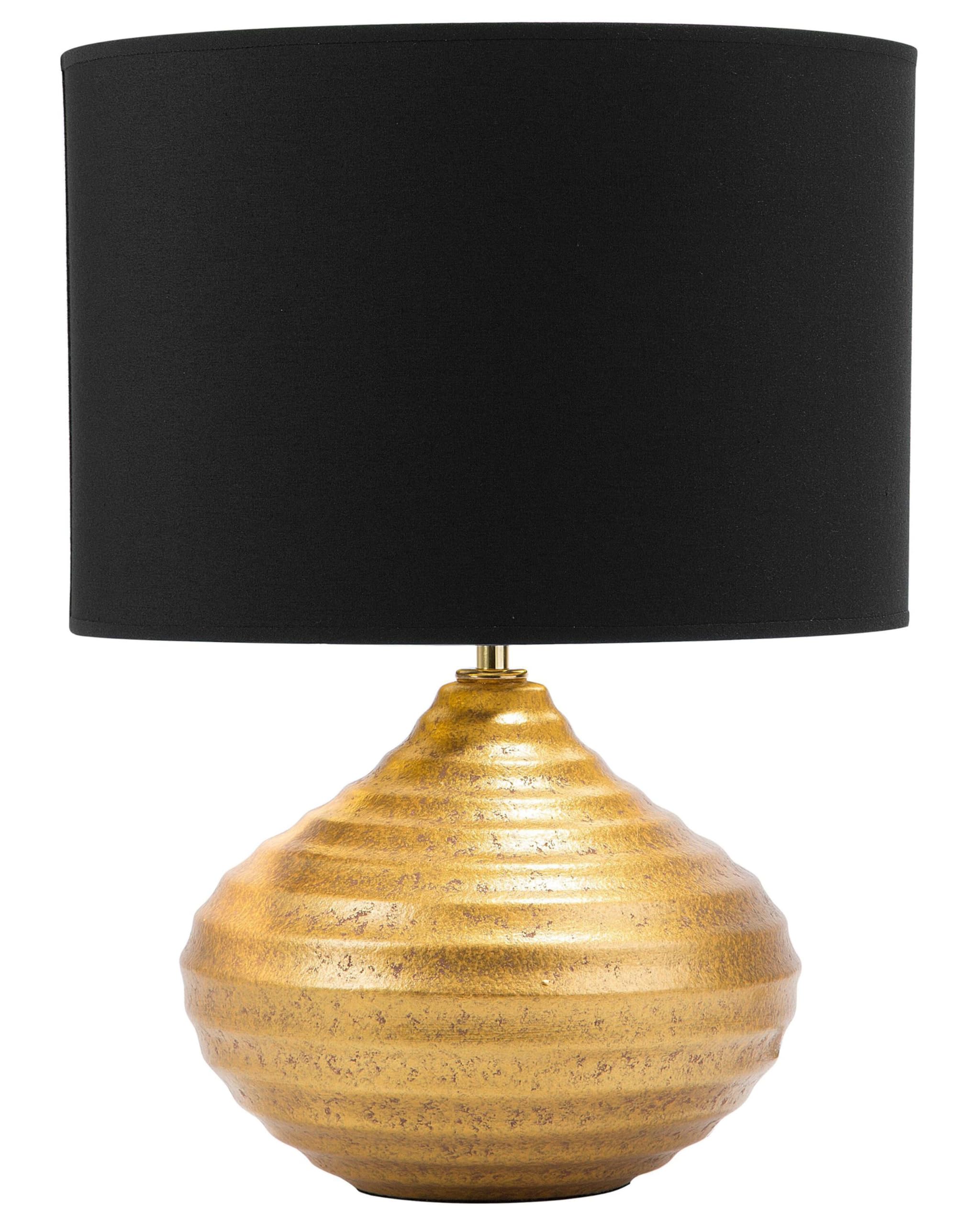 Tischlampe im Glamour Stil Keramik/Poly-Baumwolle gold/schwarz Kuban