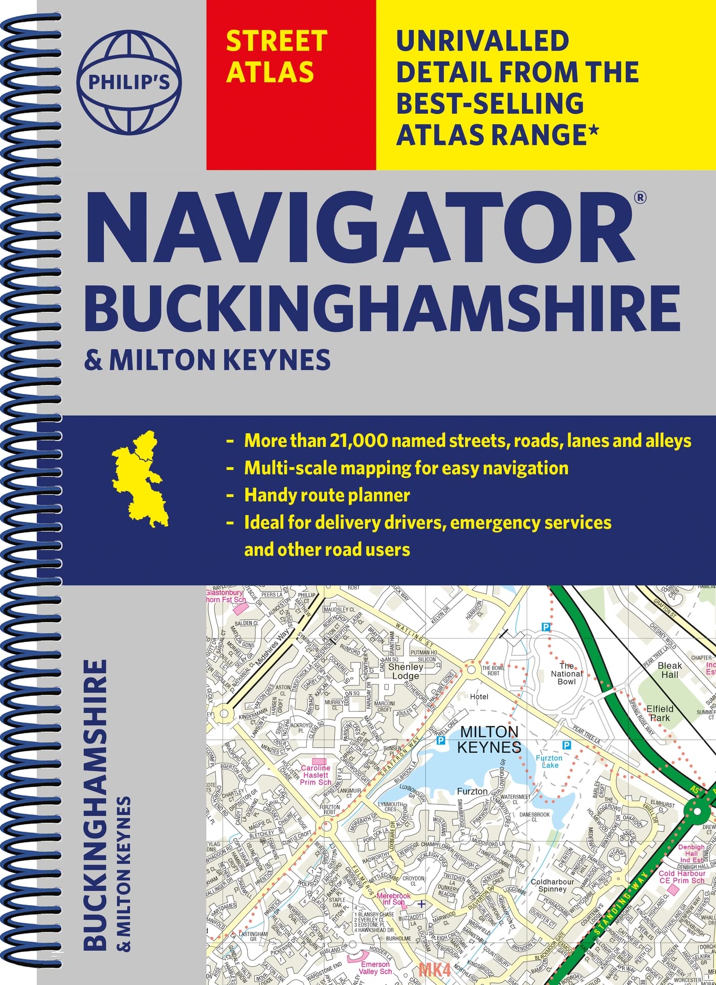 Philip's Navigator Street Atlas Buckinghamshire and Milton Keynes: Spiral Edition (Philip's Street Atlas)