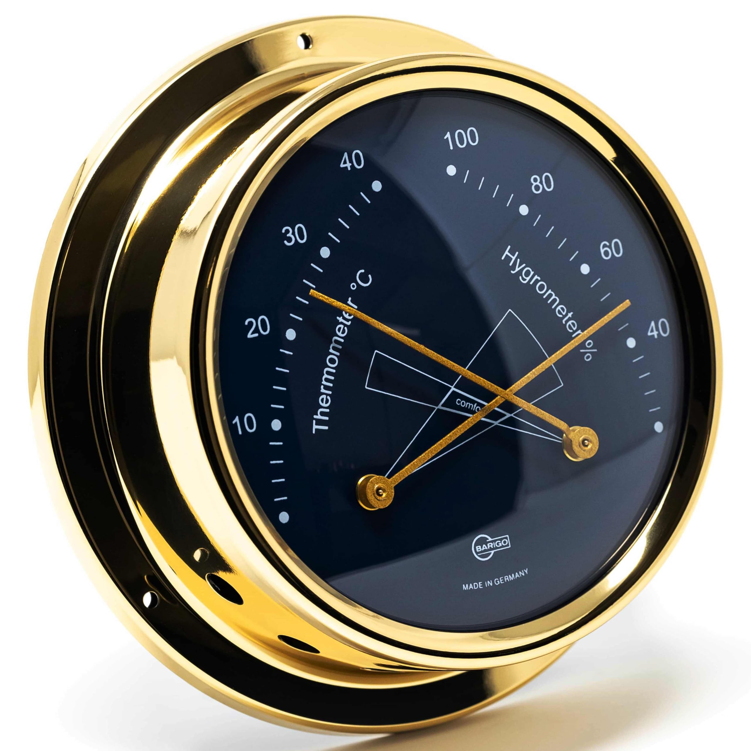 BARIGO 984MSBL REGATTA Thermo-Hygrometer, Glas, Messing poliert