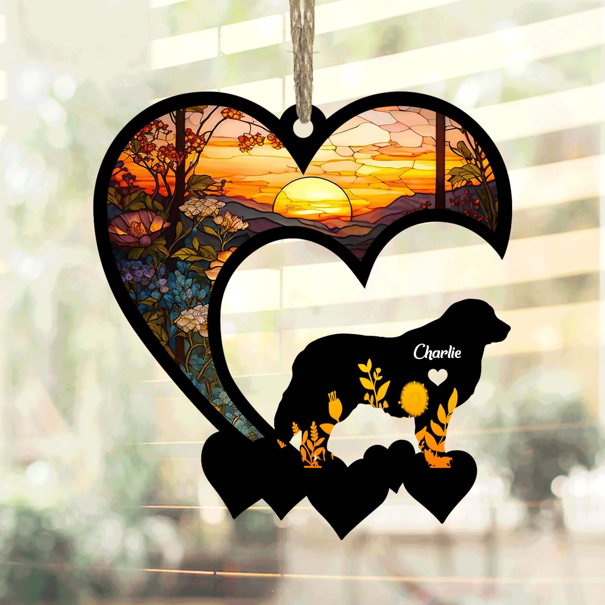 Lovely POD Pyrenean Mastiff Suncatcher, Personalized Pyrenean Mastiff Memorial with Name, Pyrenean Mastiff Loss Suncatcher, Dog Remembrance Gift, Dog Memorial Ornament, Loss of Dog Sympathy Gift